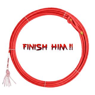 Corda Finish Him enrolada, com fita de identificação do modelo