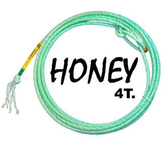 Corda de laço de bezerro Honey 4 tentos, verde, enrolada