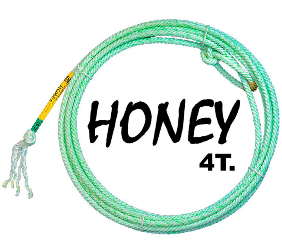 Corda de laço de bezerro Honey 4 tentos, verde, enrolada