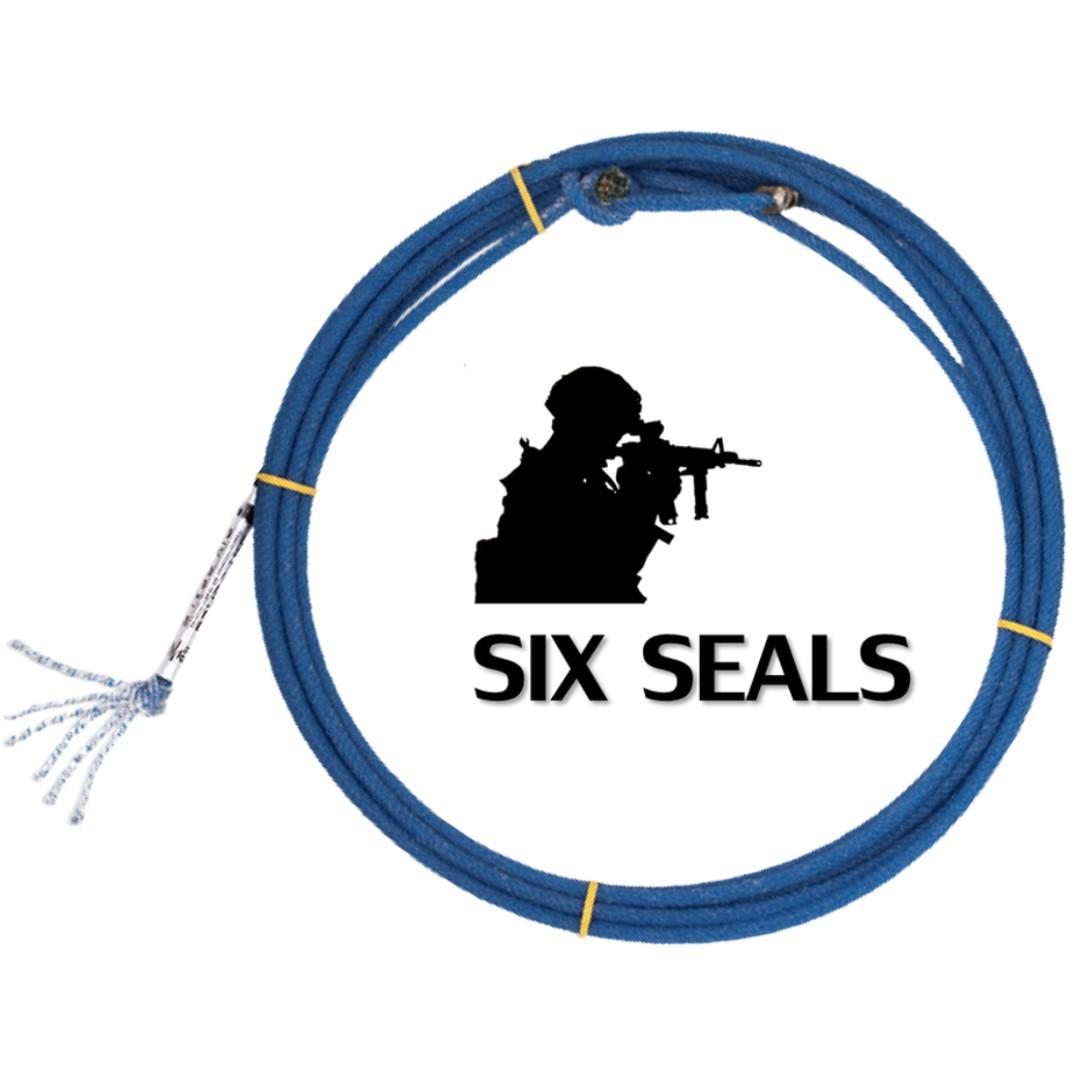 Corda de laço Six Seals, 6 tentos, azul, enrolada