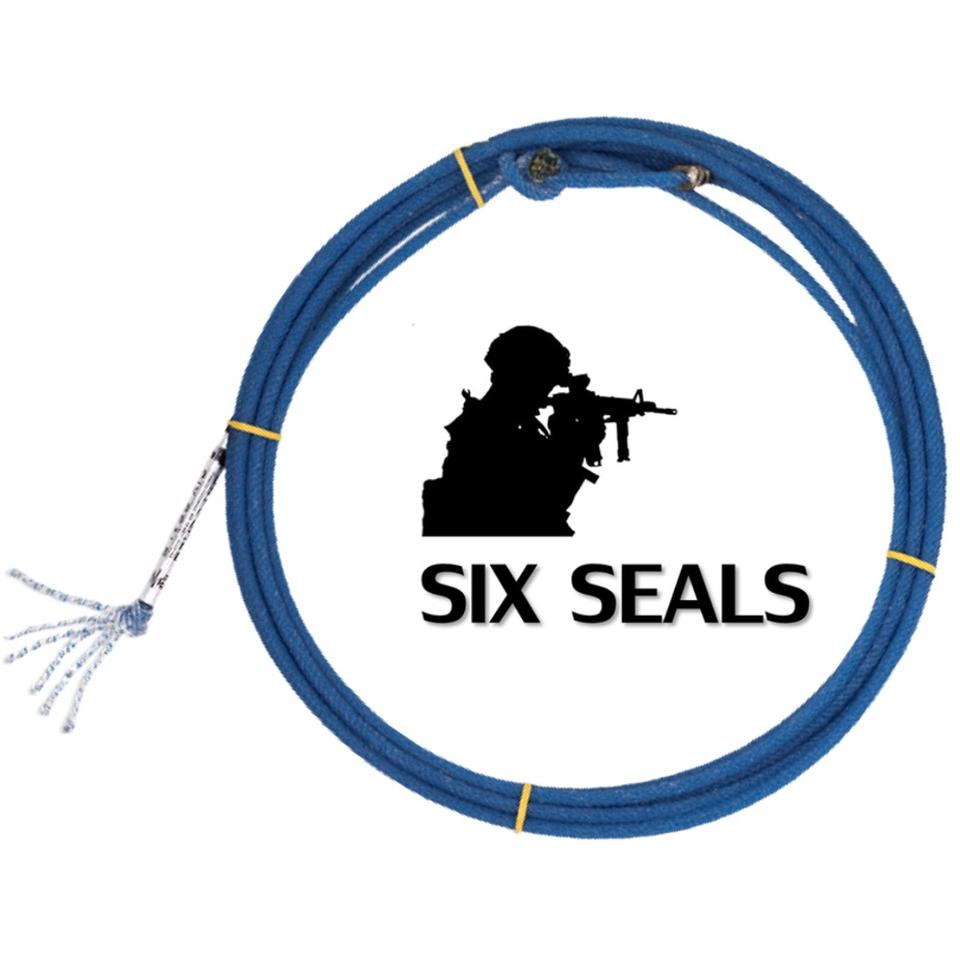 Corda de laço Six Seals, 6 tentos, azul, enrolada