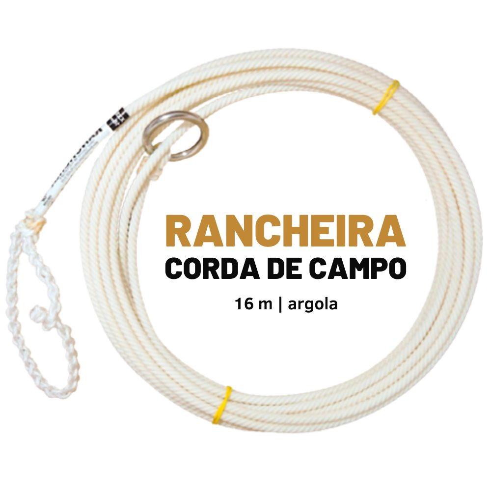 Corda Rancheira 4T de 16 m, branca, enrolada, com argola de inox