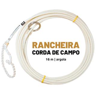 Corda Rancheira 4T de 16 m, branca, enrolada, com argola de inox