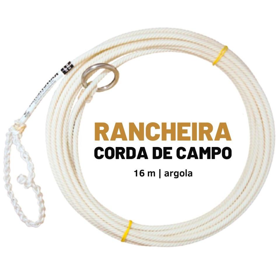 Corda Rancheira 4T de 16 m, branca, enrolada, com argola de inox